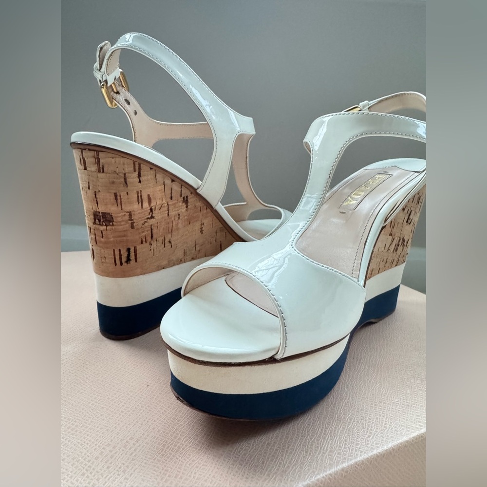 PRADA White Wedge Sandals - Picture 2 of 5